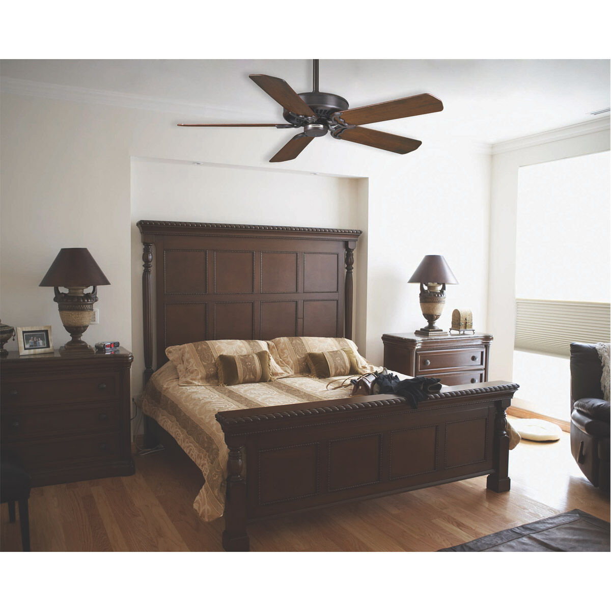 Panama 54 inch Brushed Cocoa with Distressed Walnut, Dark Walnut Blades Ceiling Fan