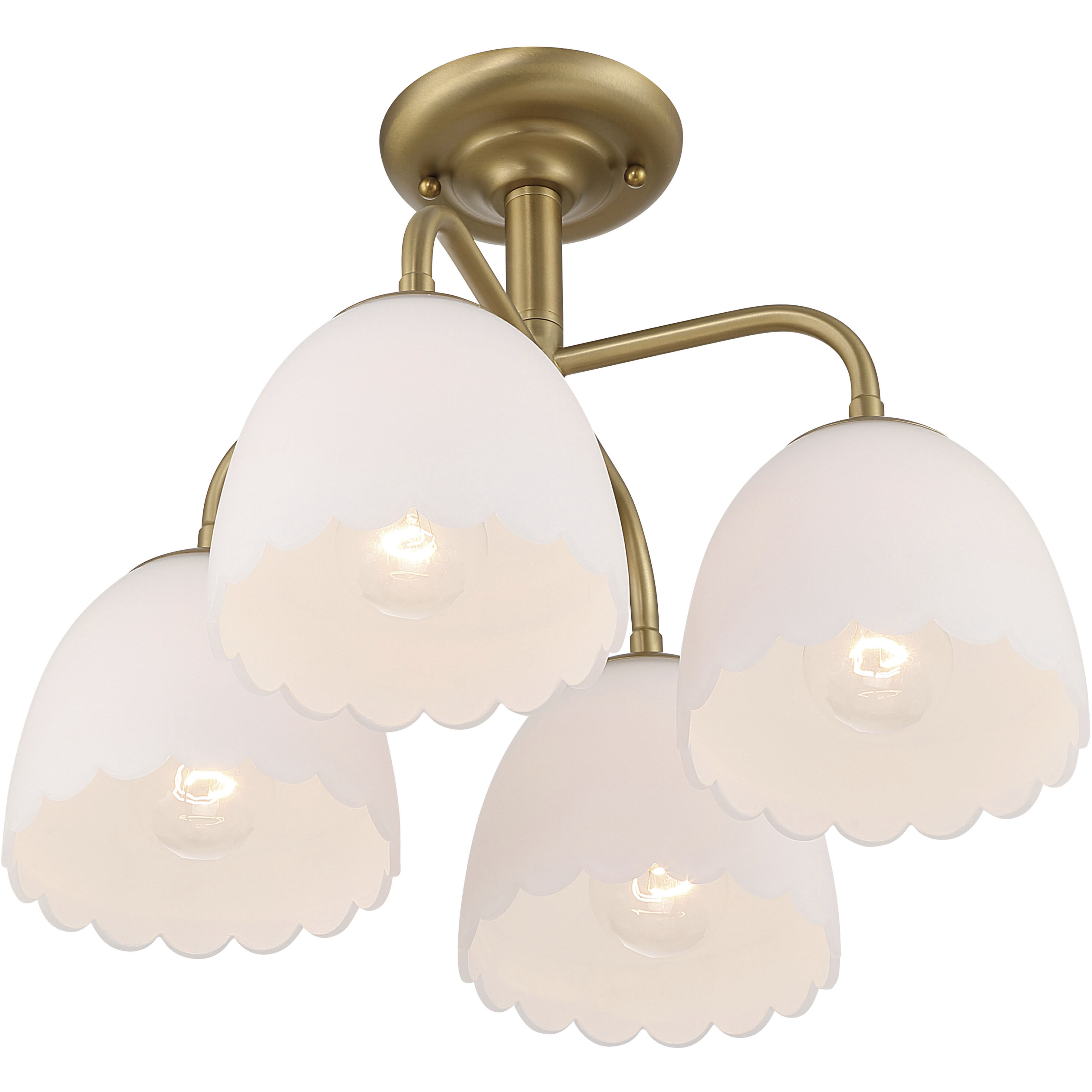 Dorinda 4 Light 18 inch Brushed Champagne Brass Semi-Flush Mount Ceiling Light