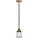 Nouveau 2 Small Canton LED 5 inch Black Antique Brass and Matte Black Mini Pendant Ceiling Light in Clear Glass
