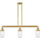 Franklin Restoration Dover LED 37 inch Satin Gold Island Light Ceiling Light in Seedy Glass, Franklin Restoration