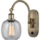 Ballston Belfast LED 6 inch Antique Brass Sconce Wall Light in Seedy Glass