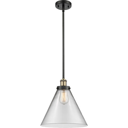 Ballston X-Large Cone LED 8 inch Black Antique Brass Pendant Ceiling Light in Clear Glass