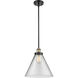 Ballston X-Large Cone LED 8 inch Black Antique Brass Pendant Ceiling Light in Clear Glass