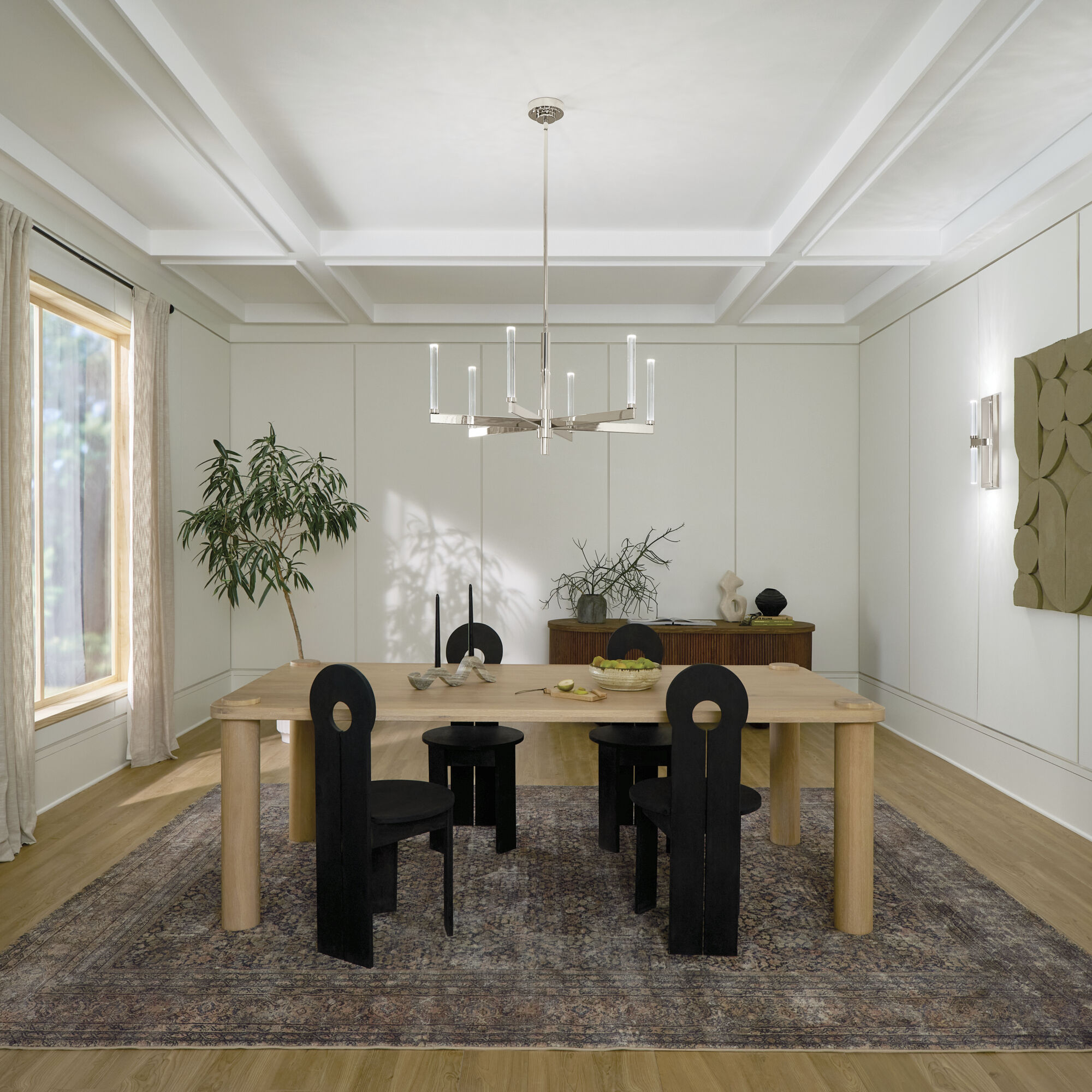 Sycara LED Polished Nickel Chandelier Ceiling Light, 1 Tier Medium