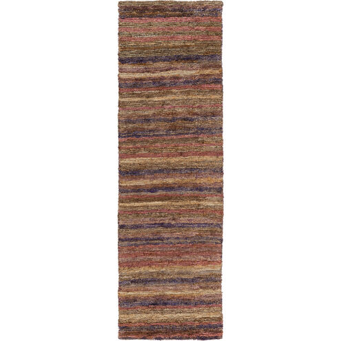 Trinidad 36 X 24 inch Eggplant, Mauve, Medium Gray, Khaki Rug