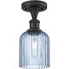 Bridal Veil 1 Light 5 inch Oil Rubbed Bronze Semi-Flush Mount Ceiling Light in Princess Blue Glass