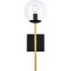 Neri 1 Light 7 inch Black and Brass Bath Sconce Wall Light