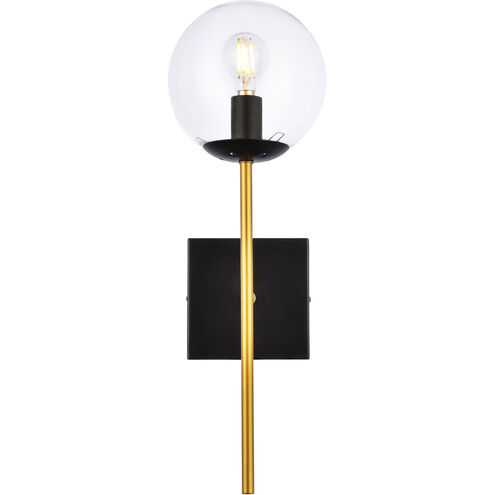 Neri 1 Light 7 inch Black and Brass Bath Sconce Wall Light