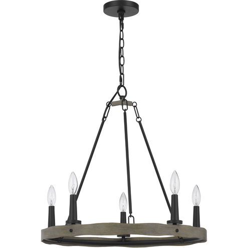 Maidstone 5 Light 23 inch Iron/Oak Chandelier Ceiling Light