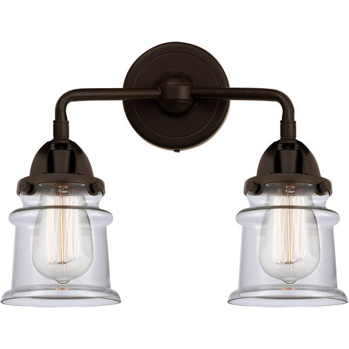 Nouveau 2 Small Canton 2 Light 13 inch Oil Rubbed Bronze Bath Vanity Light Wall Light in Clear Glass