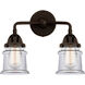 Nouveau 2 Small Canton 2 Light 13 inch Oil Rubbed Bronze Bath Vanity Light Wall Light in Clear Glass