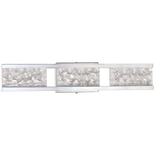 Callavio 3 Light 24 inch Chrome Vanity Light Wall Light in Frosted Fossilized Ice