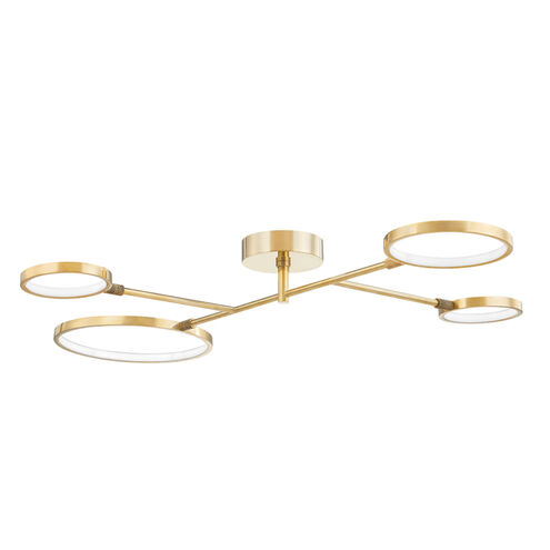 Saturn LED 34 inch Aged Brass Flush Mount Ceiling Light