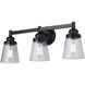 Declan 3 Light 25 inch Matte Black Vanity Light Wall Light