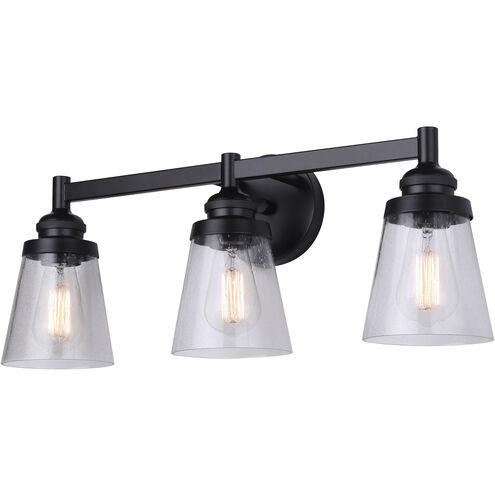 Declan 3 Light 25 inch Matte Black Vanity Light Wall Light