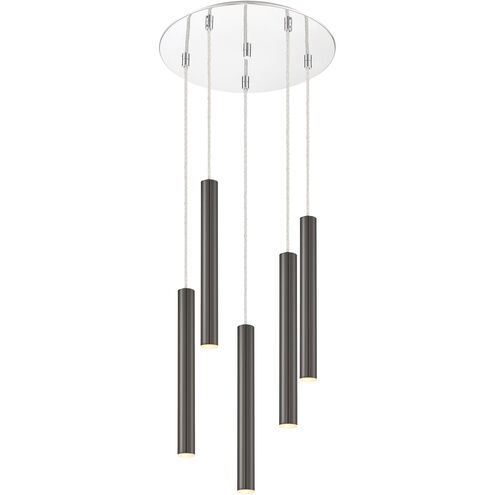 Forest LED 13.5 inch Chrome Chandelier Ceiling Light in Pearl Black Steel, 14
