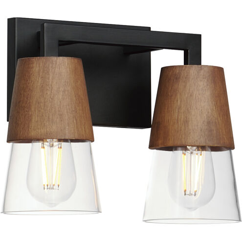 Carpenter 2 Light 12.5 inch Walnut and Black Bath Vanity Wall Light