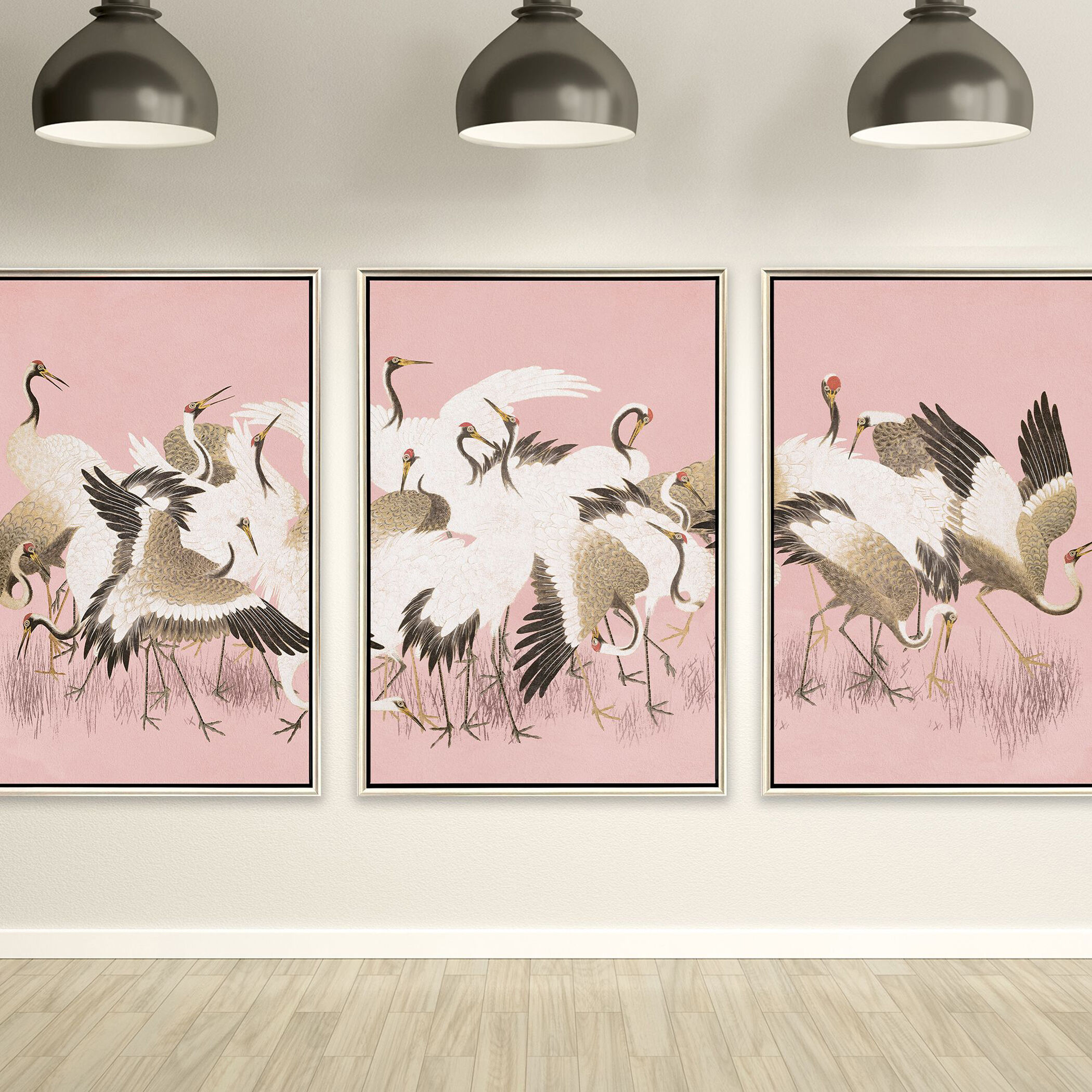 Curious Cranes Pink Canvas