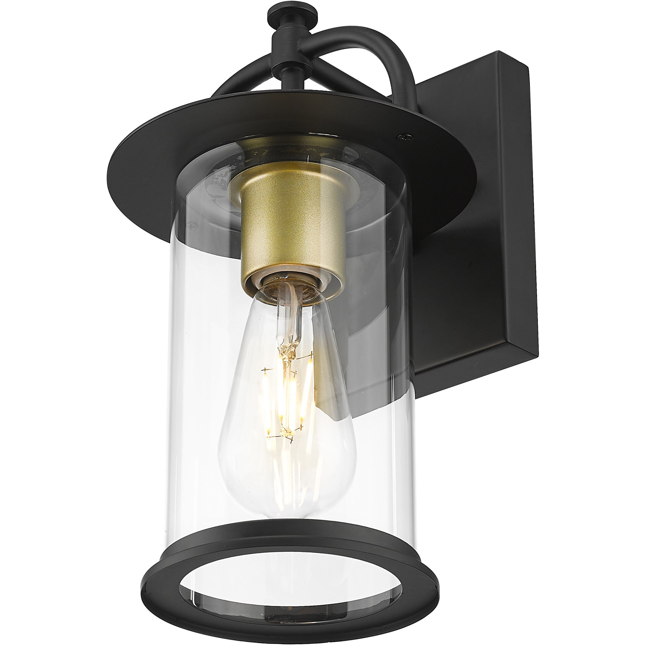 Stockwell 1 Light 12 inch Matt Black and Brass Exterior Wall Mount