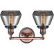 Franklin Restoration Fulton 2 Light 17 inch Antique Copper Bath Vanity Light Wall Light in Plated Smoke Glass