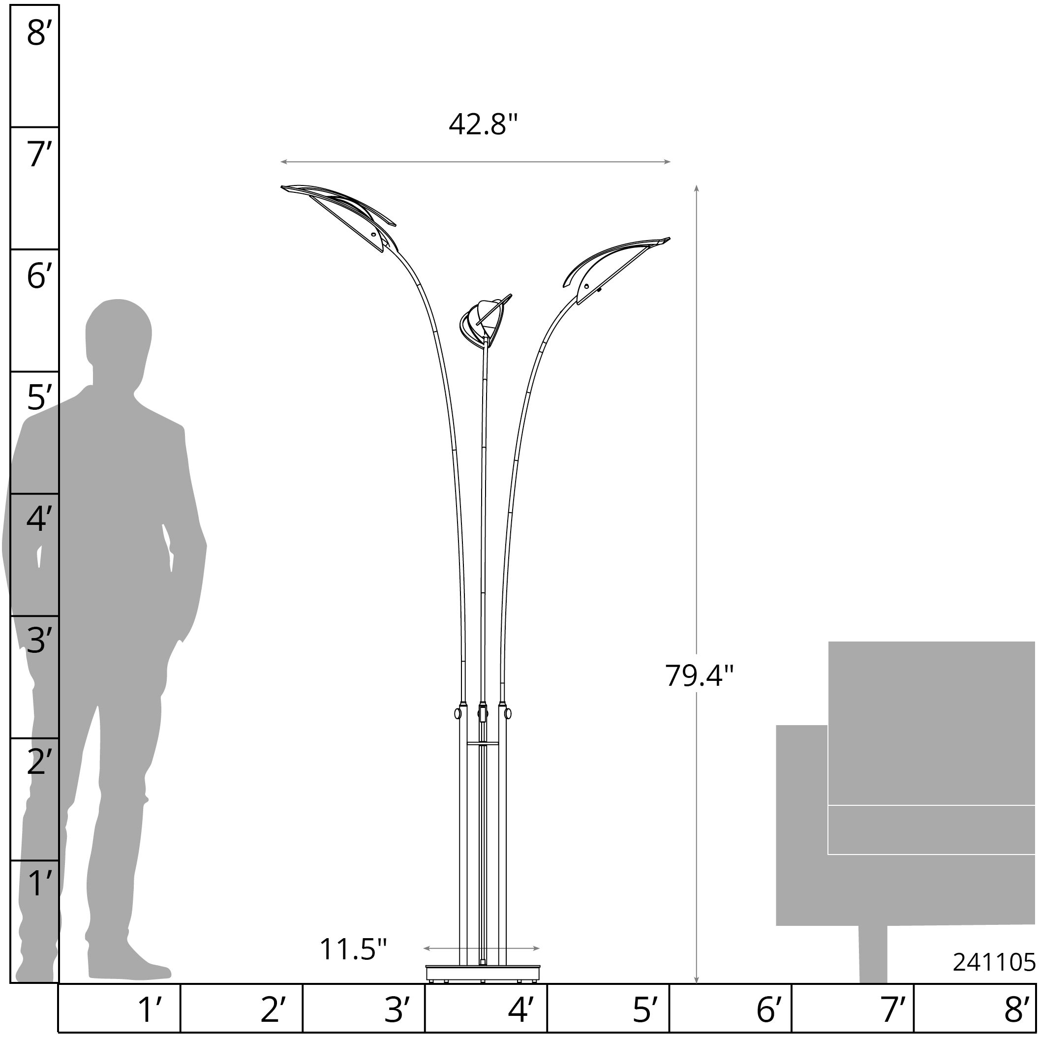 Aerial 79.4 inch 60.00 watt Soft Gold Torchiere Portable Light