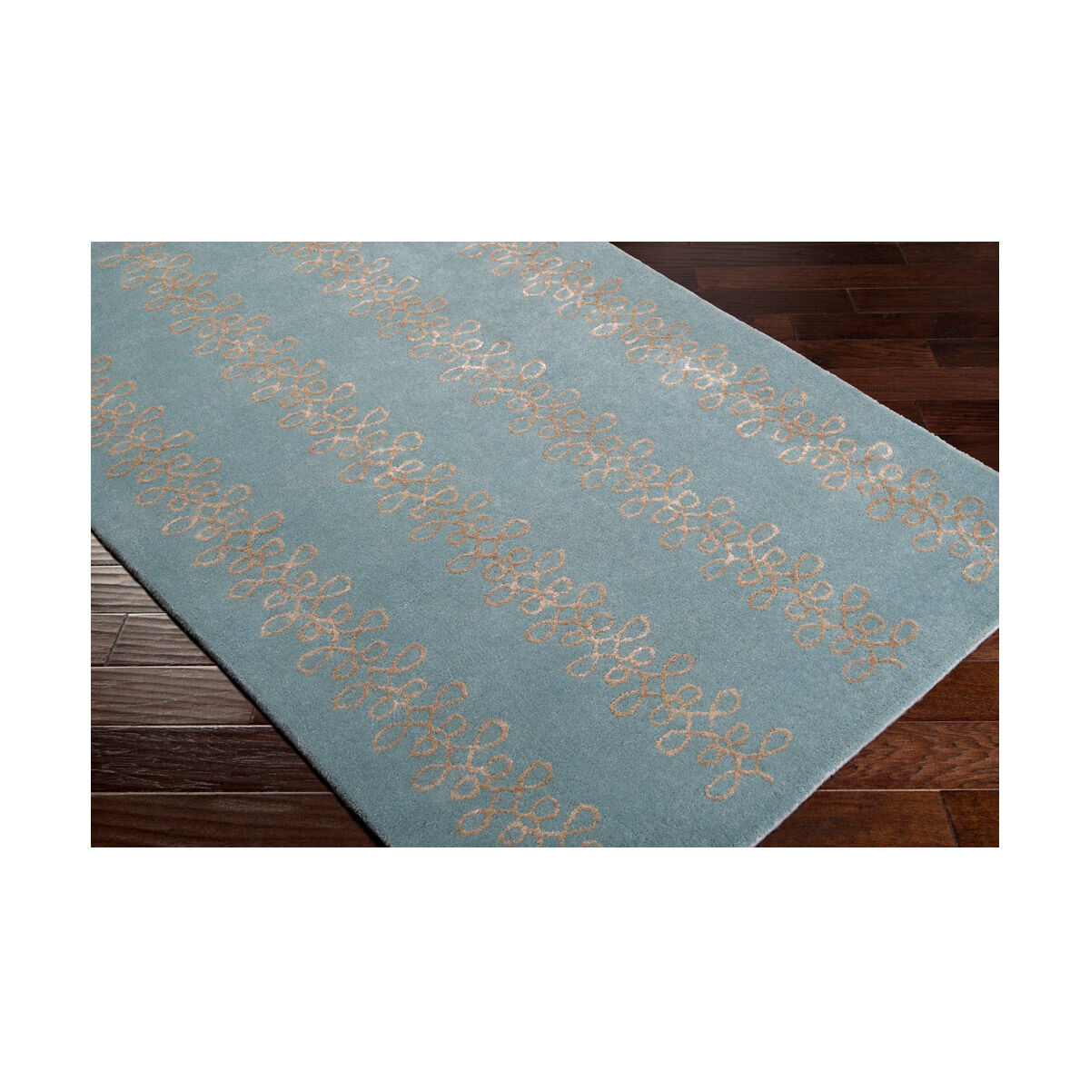 Modern Classics 96 X 30 inch Blue and Brown Runner, Wool