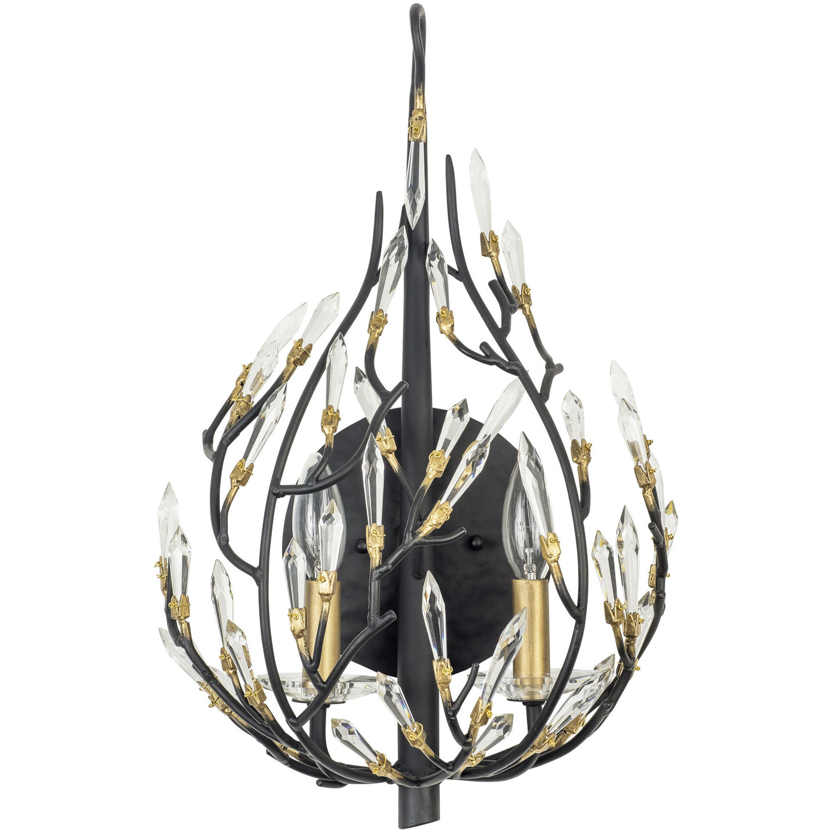 Bask 2 Light 12 inch Matte Black and French Gold Wall Sconce Wall Light