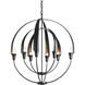 Double Cirque 8 Light 25.4 inch Black Chandelier Ceiling Light