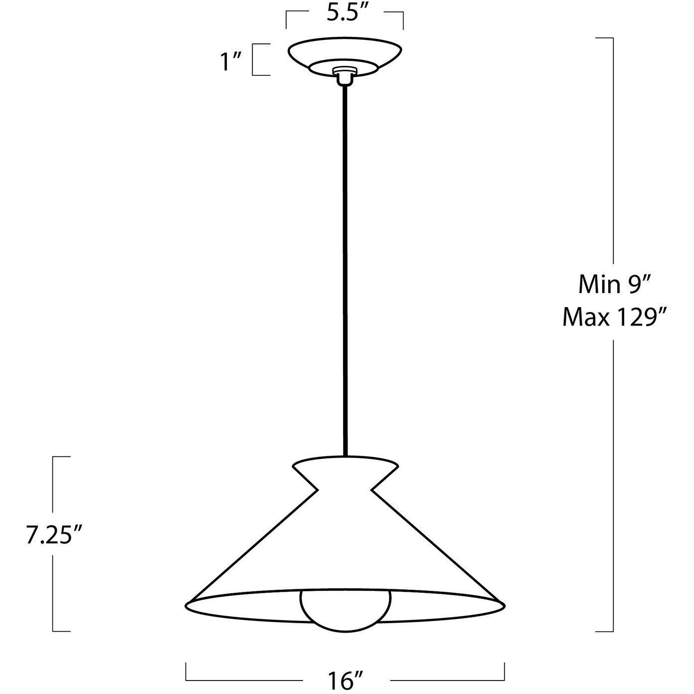 Viggo 1 Light 16 inch Black Pendant Ceiling Light, Small
