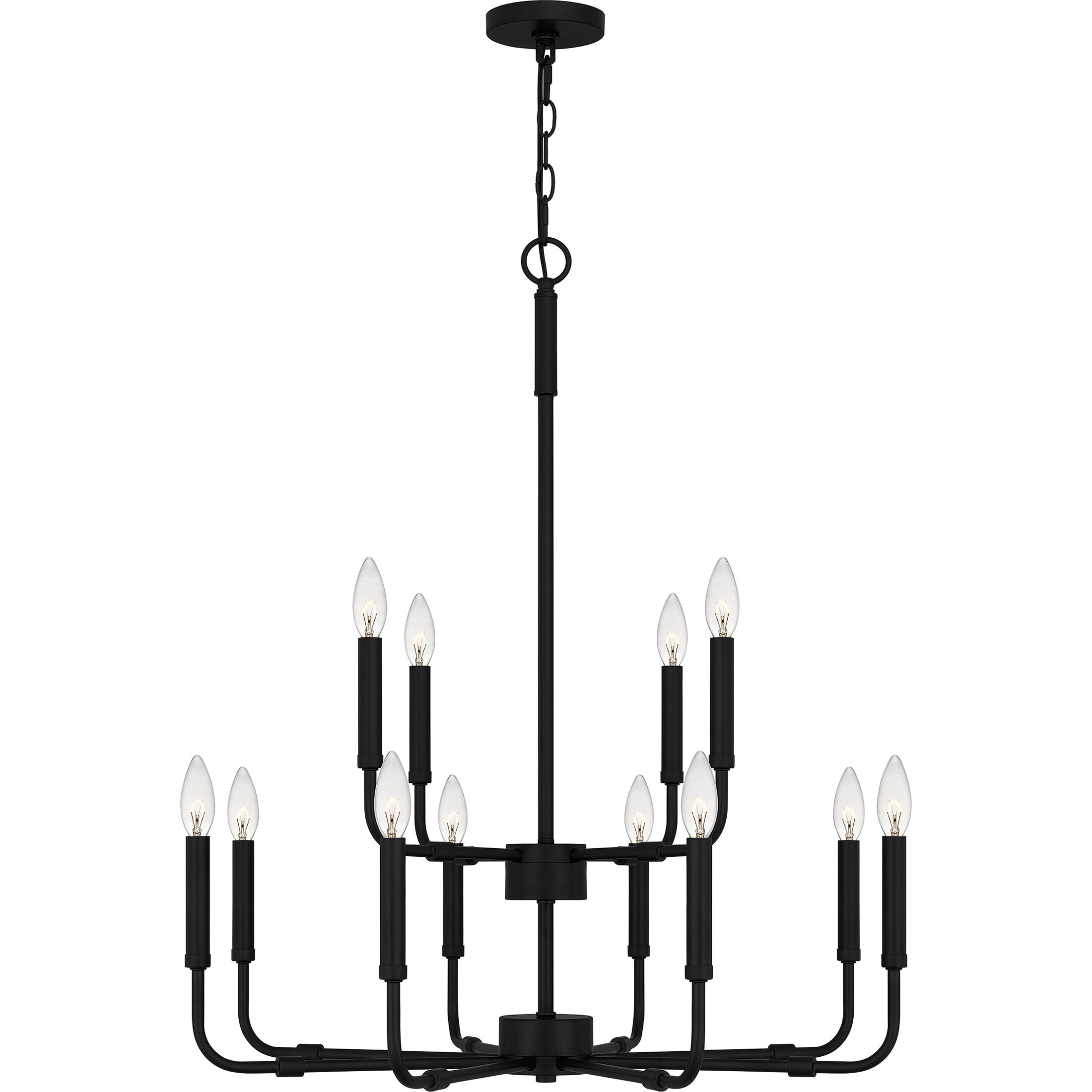 Abner 12 Light 28 inch Matte Black Chandelier Ceiling Light