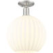 Arcadia White Venetian 1 Light 12 inch Brushed Satin Nickel Semi-Flush Mount Ceiling Light