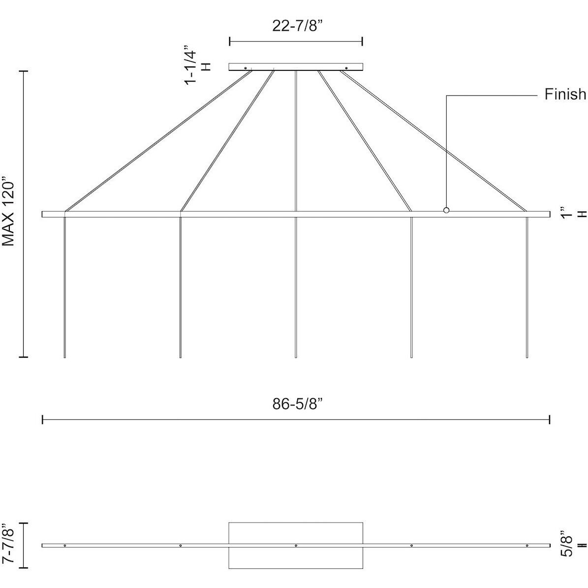 Marquee Linear Pendant Canopy System Ceiling Light in Graphite