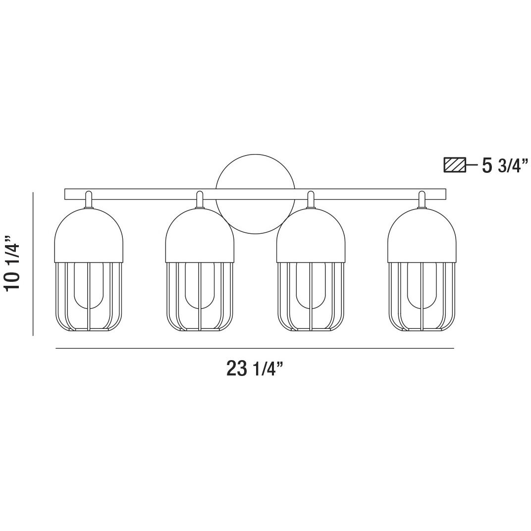 Palmerston 4 Light 23 inch Matte Black Vanity Light Wall Light