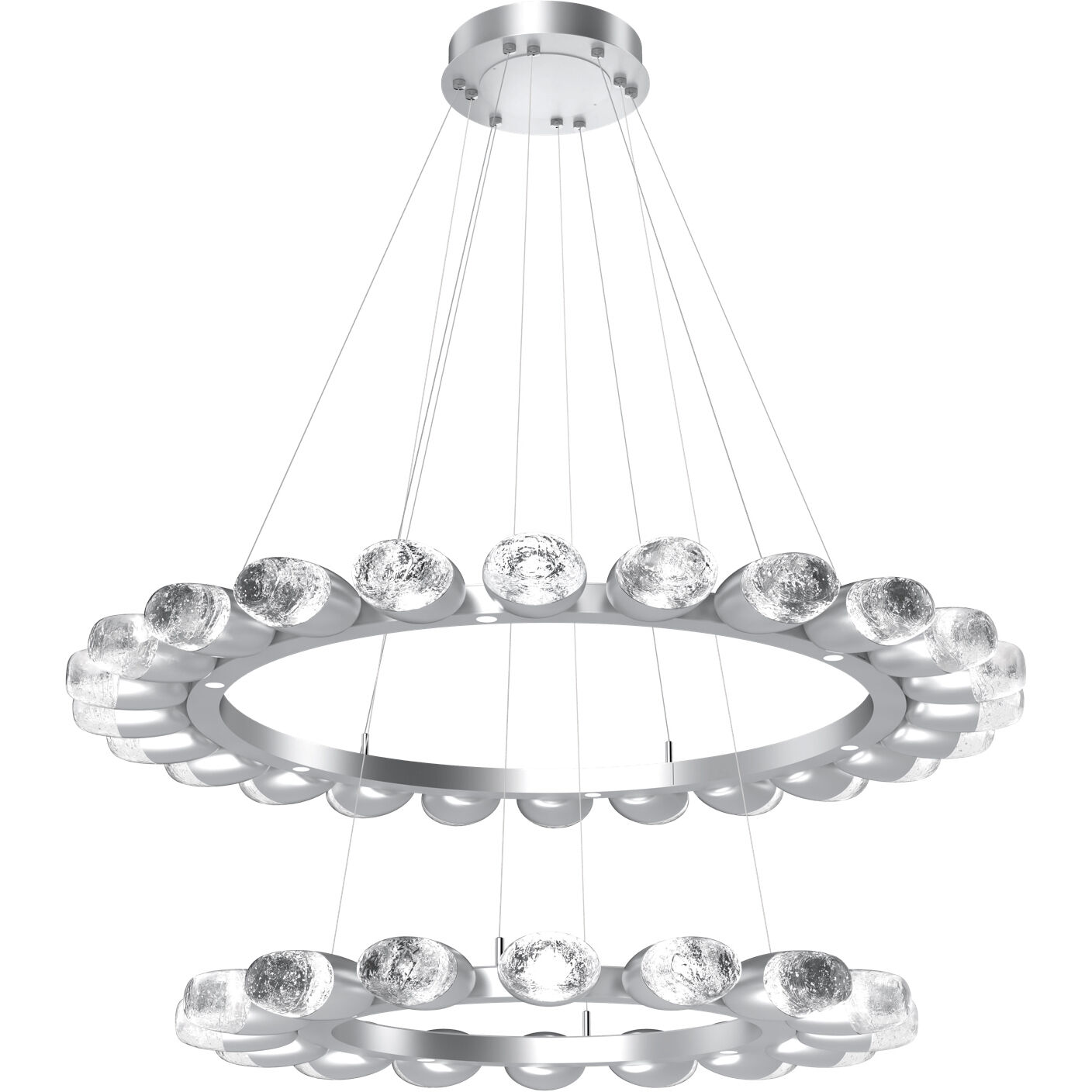 Pebble LED Classic Silver Chandelier Ceiling Light, Double Ring
