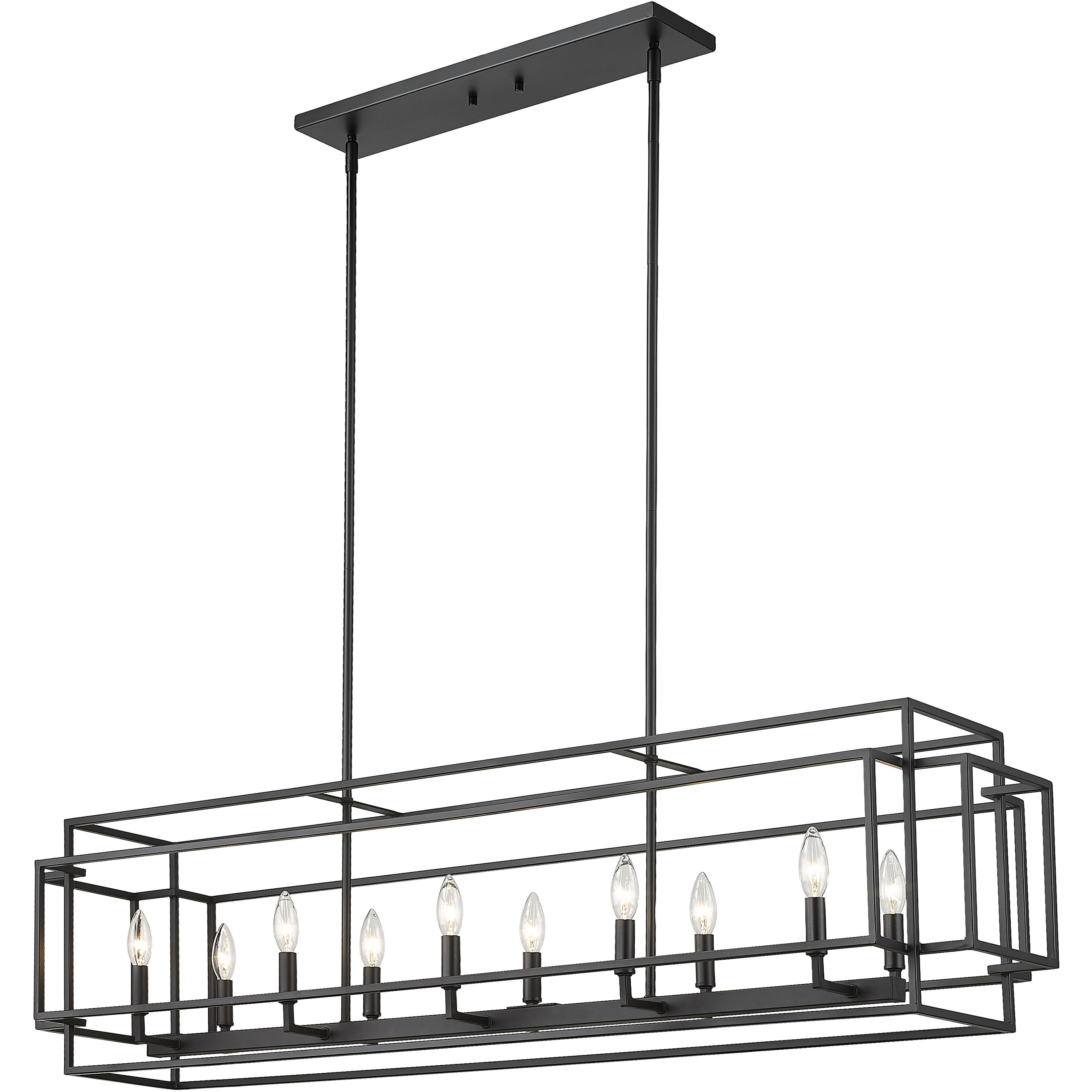 Titania 10 Light 54 inch Matte Black Linear Chandelier Ceiling Light