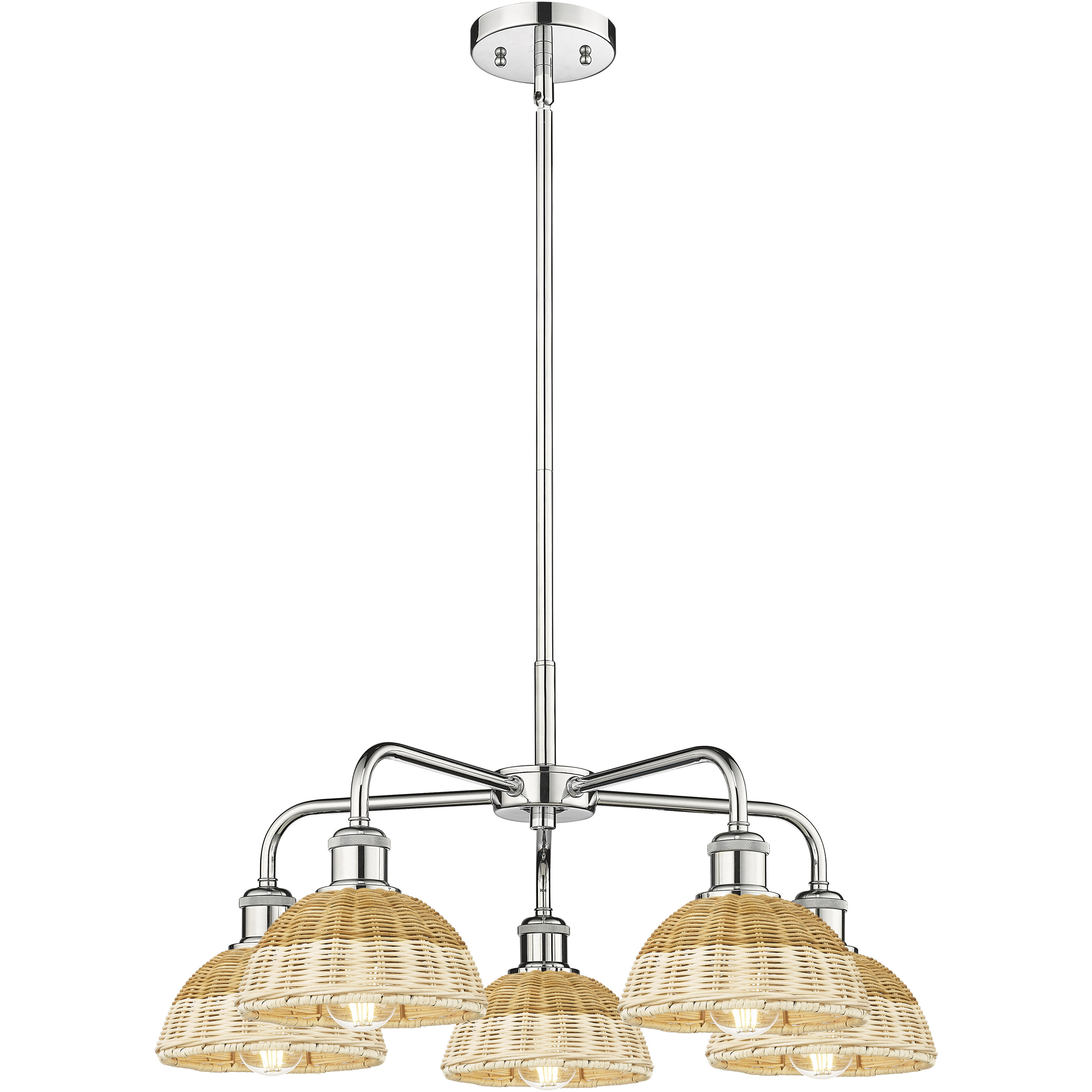 Ballston Bristol Natural II 5 Light 26 inch Polished Chrome Chandelier Ceiling Light
