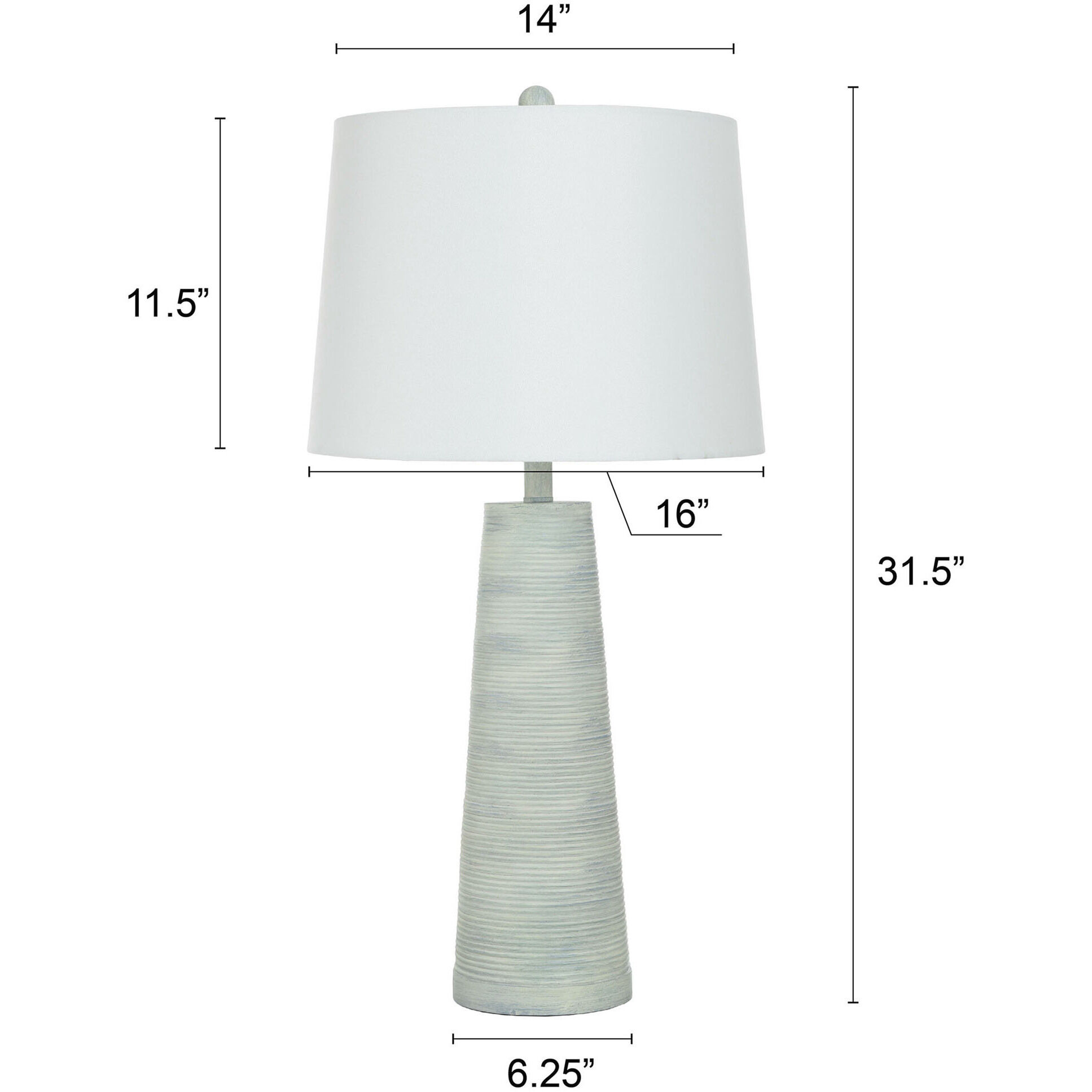 Conical 31.5 inch 150.00 watt Light Blue Washed Table Lamp Portable Light