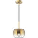 Samar 1 Light 7.5 inch Brushed Gold Pendant Ceiling Light