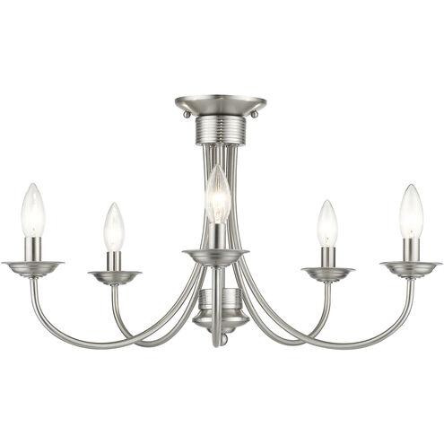 Estate 5 Light 24 inch Brushed Nickel Semi Flush Mount Ceiling Light, Large