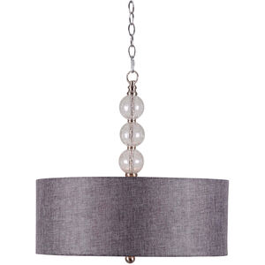 Maya 3 Light 22 inch Brushed Steel With Crackle Glass Ball Pendant Ceiling Light