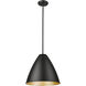 Kayman 1 Light 15 inch Matte Black Pendant Ceiling Light