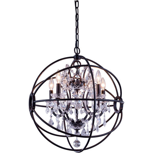 Geneva 5 Light 20 inch Dark Bronze Pendant Ceiling Light in Clear, Urban Classic