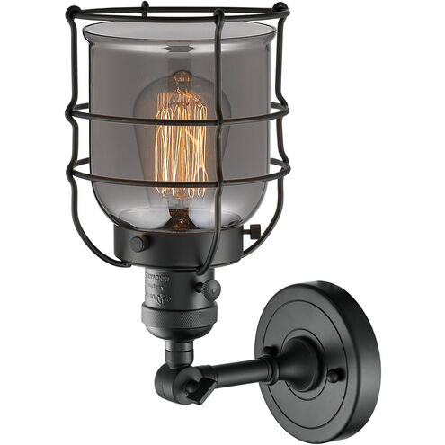 Franklin Restoration Small Bell Cage LED 6 inch Matte Black Sconce Wall Light, Franklin Restoration
