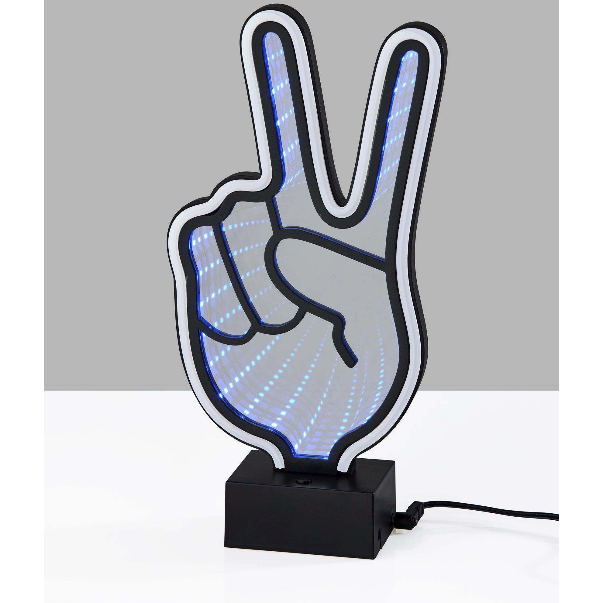 Infinity Neon 10 inch 1 watt Black Table/Wall Lamp Portable Light, Peace Sign, Simplee Adesso