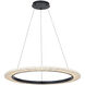 Textile LED 32 inch Matte Black Pendant Ceiling Light in Cream Linen Fabric
