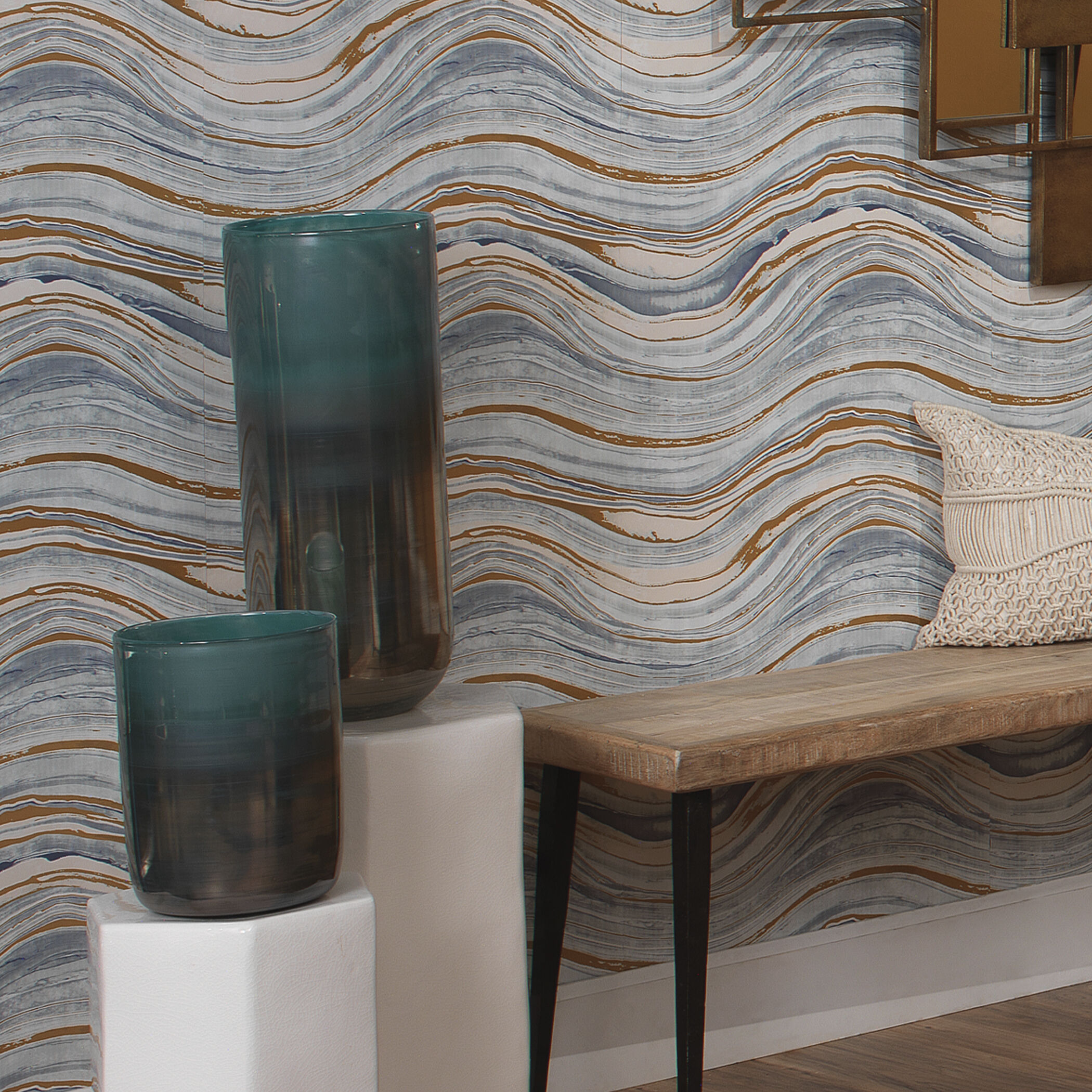 Vapor 20 X 8.5 inch Vase in Metallic Aqua