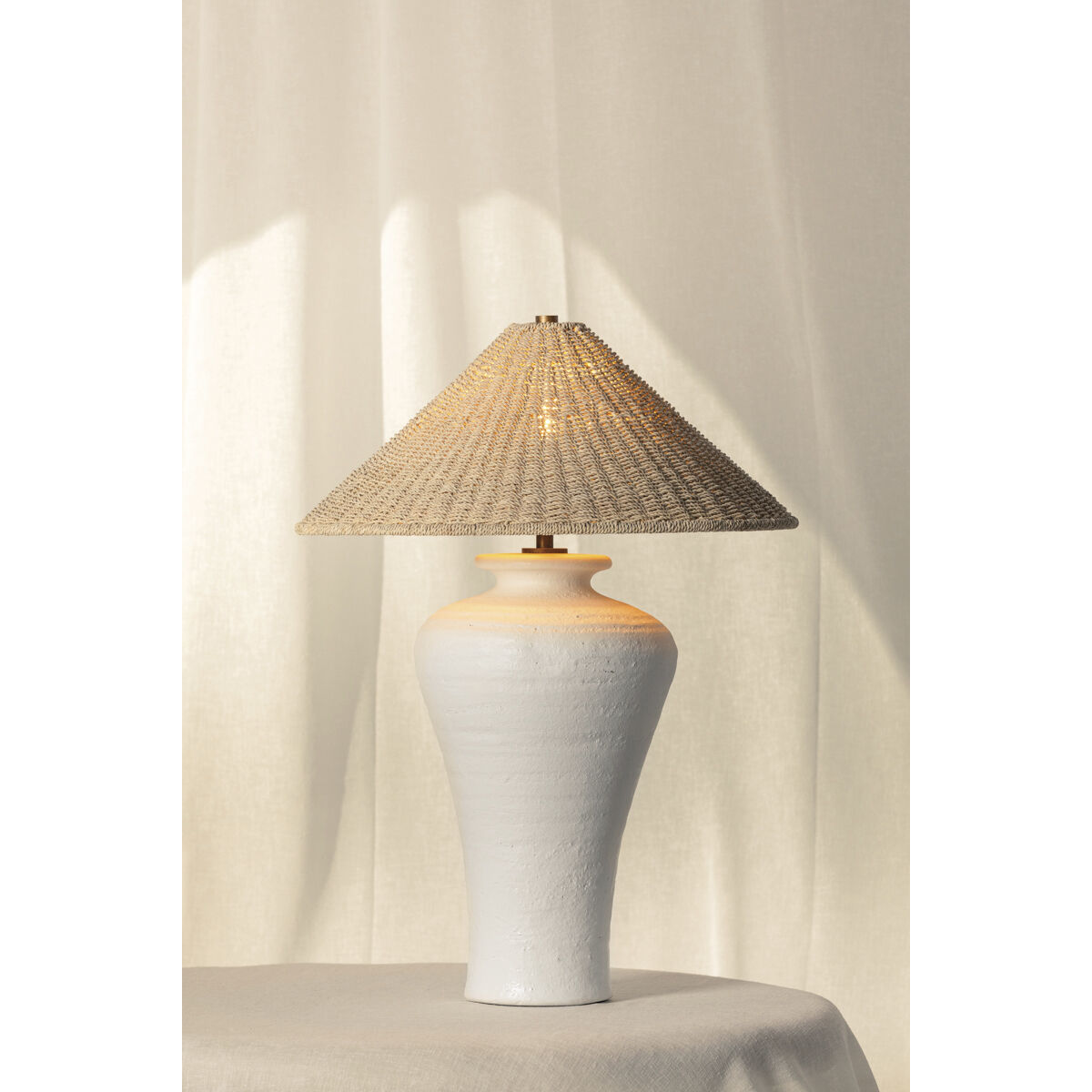 Pezante 30 inch 15.00 watt Patina Brass/Ceramic Loft White Table Lamp Portable Light