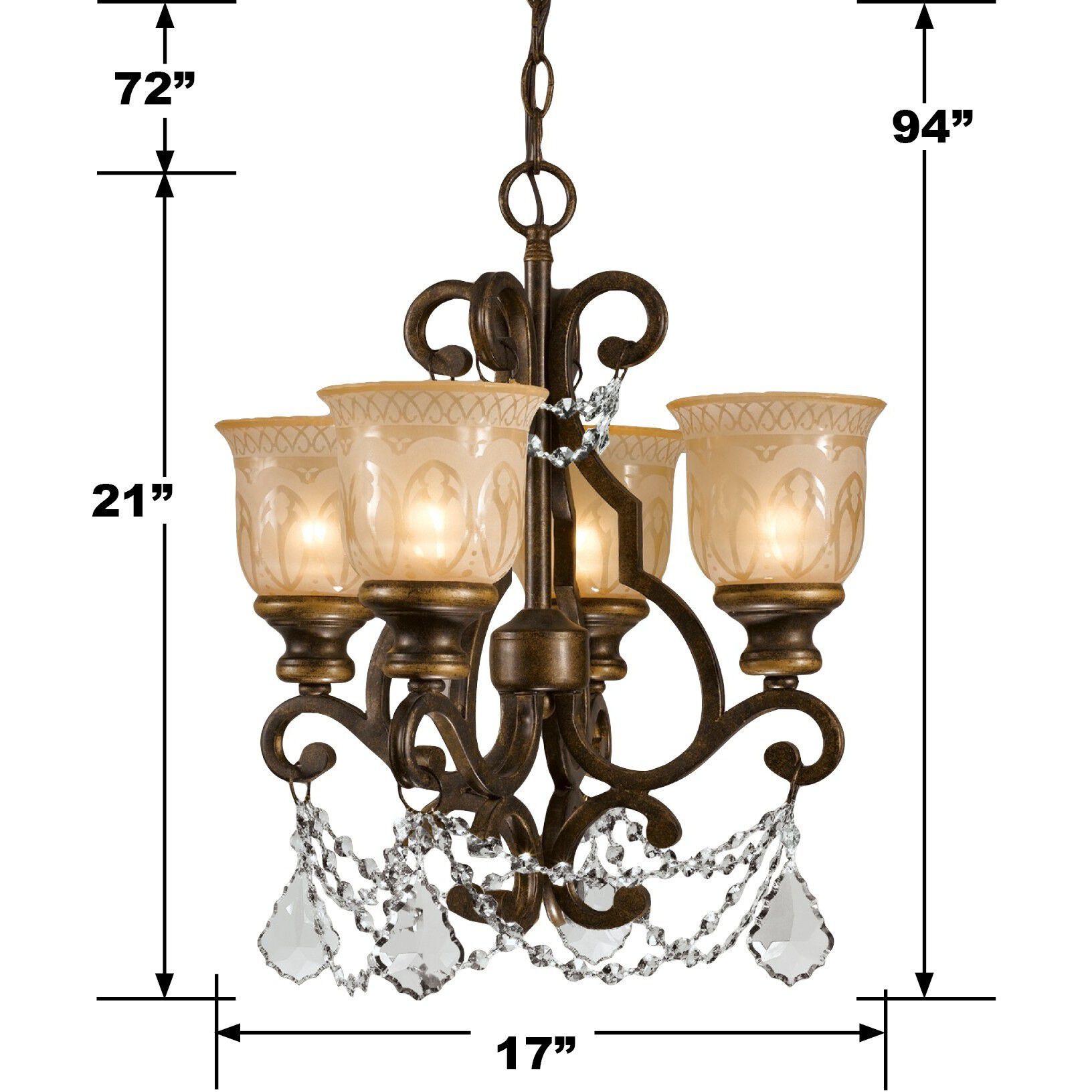 Norwalk 4 Light 17 inch Bronze Umber Mini Chandelier Ceiling Light in Clear Hand Cut