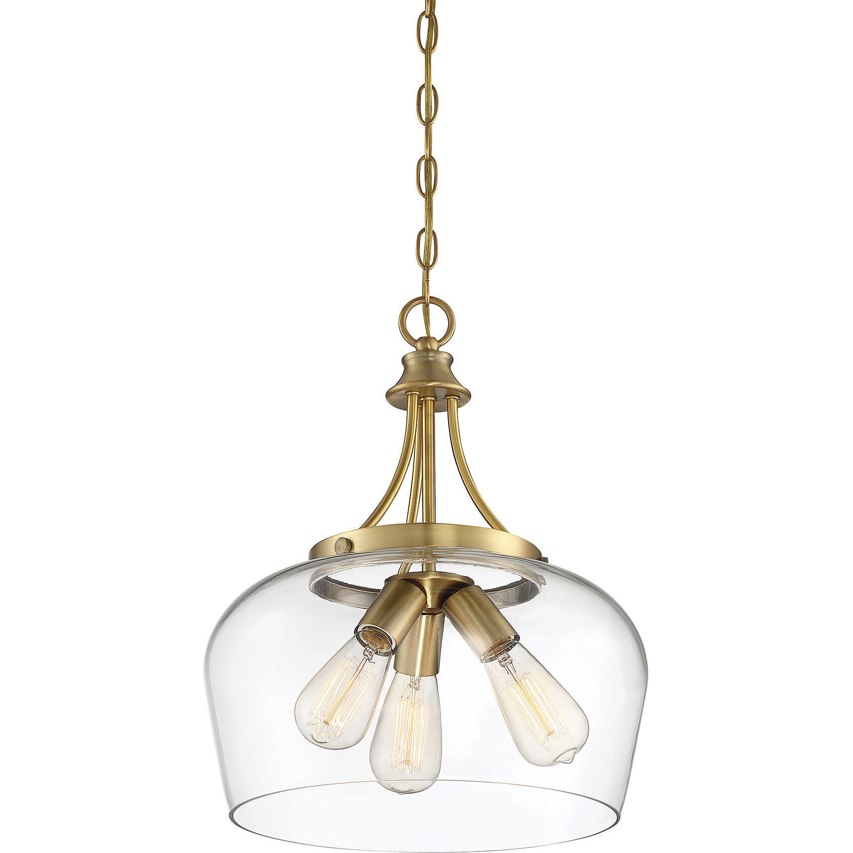 Octave 3 Light 15 inch Warm Brass Pendant Ceiling Light, Essentials