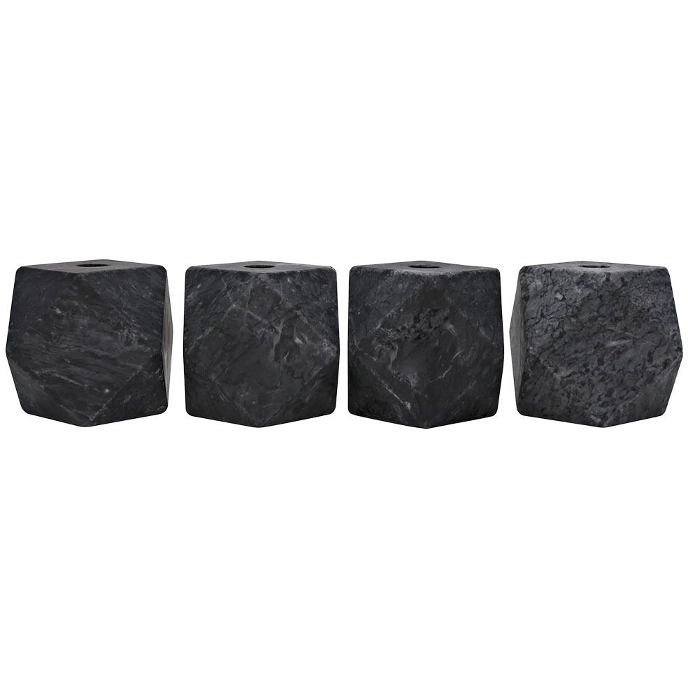 Polyhedron 4 X 4 inch Decorative Candle Holder in Black, Set of 4
